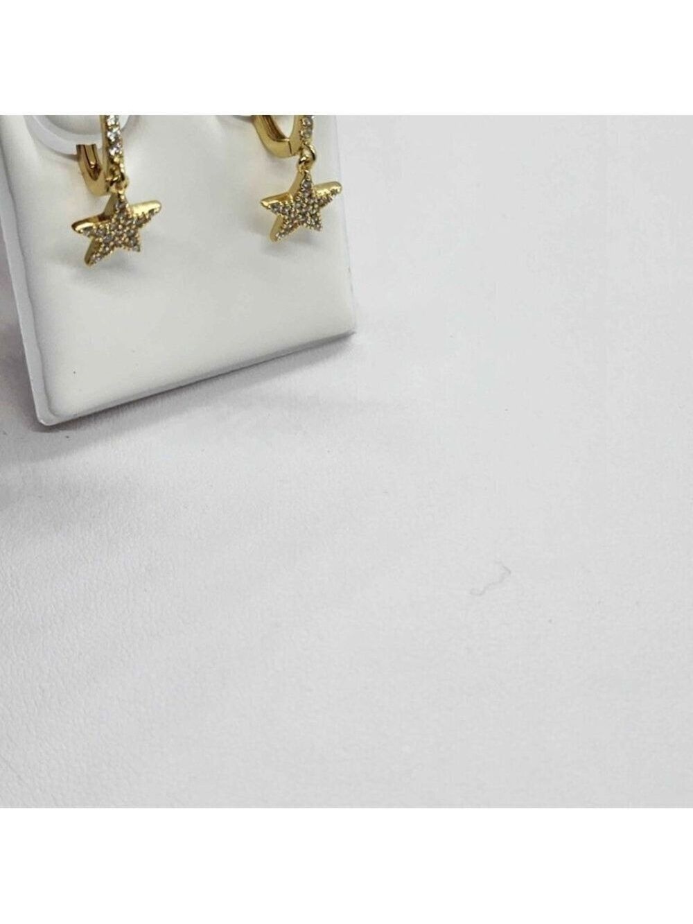 Brand New  Sterling Silver 925 CZ Star Huggy Earrings - Picture 2 of 4
